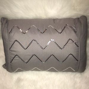 Gray throw pillow w/ silver sequin accents - new